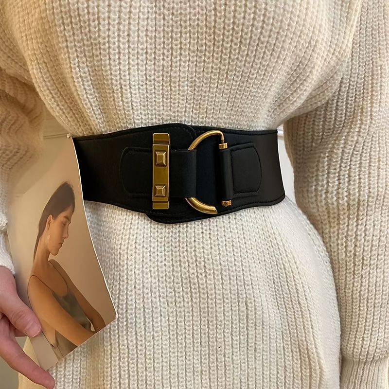 Retro Elastic Women's Coat with Waist Belt
